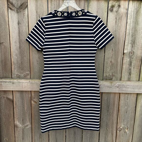 Michael Michael Kors Striped T-Shirt Dress Embellished Floral V-Neck Small NWT - Picture 2 of 9